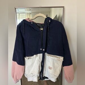 Colorblock Hooded Bomber Jacket